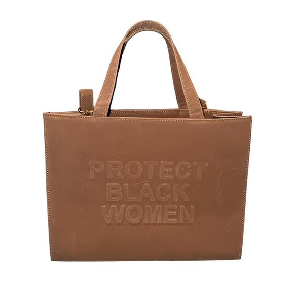 Cise "Protect Black Women" Suede Brown Tote - Picture 2 of 11